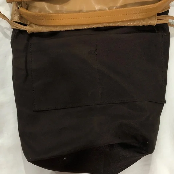 Anna Paola Leather bucket bag Green and light brown - Picture 15 of 16